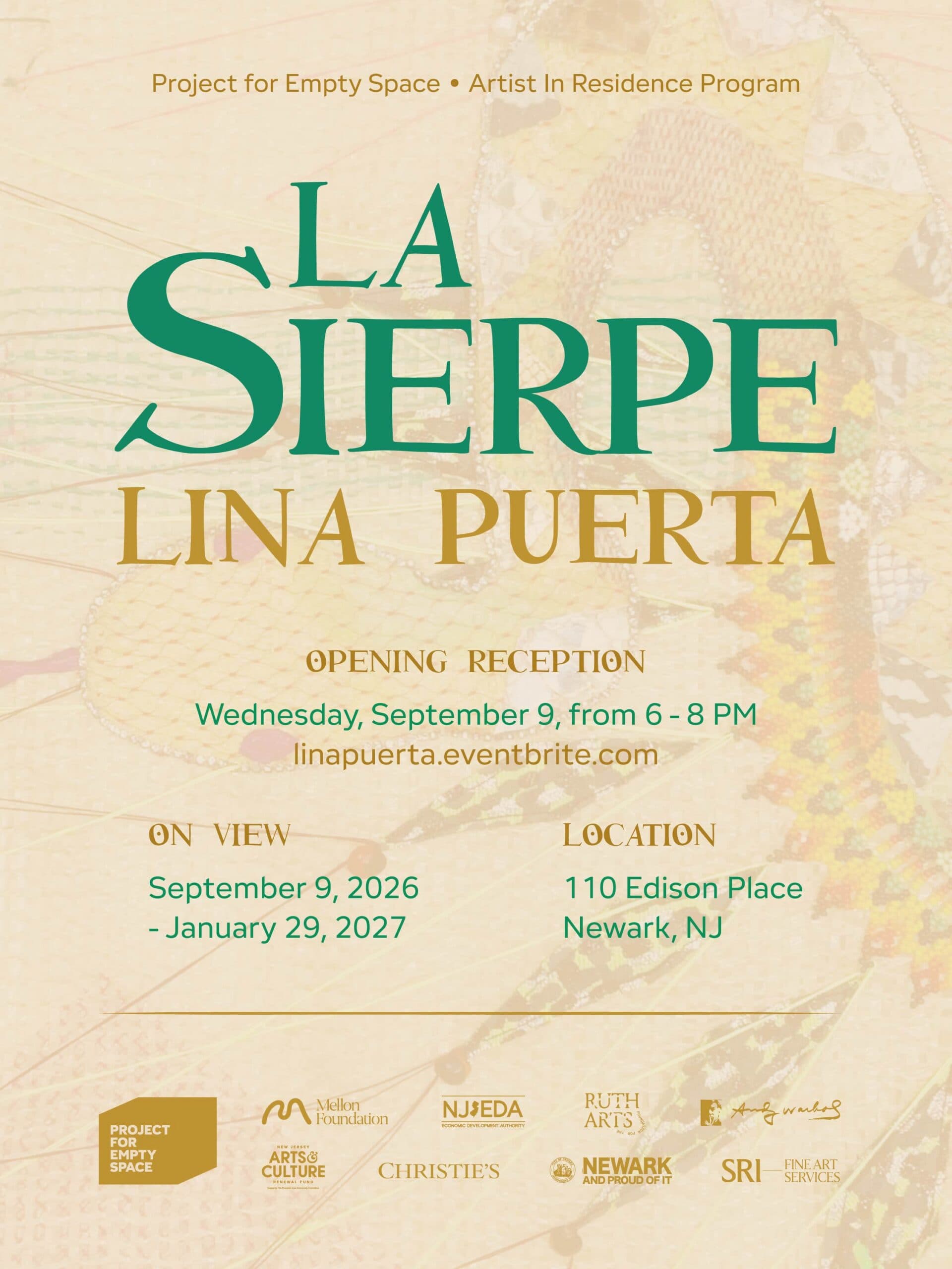 PROJECT FOR EMPTY SPACE | 9/9 @ 6 PM | Lina Puerta: “La Sierpe”