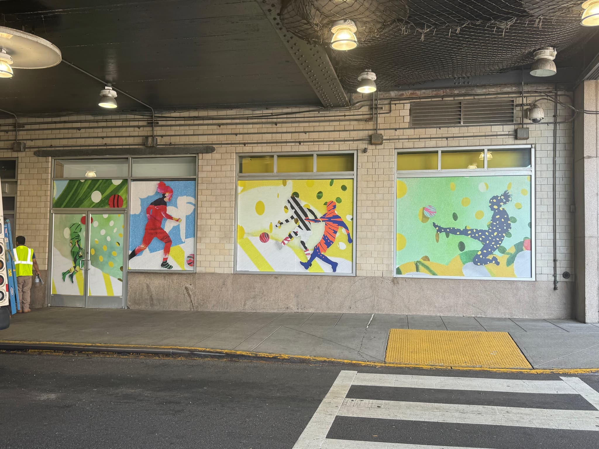 A Field of Many Threads by Eirini Linardaki placed on retail windows for NJ Transit