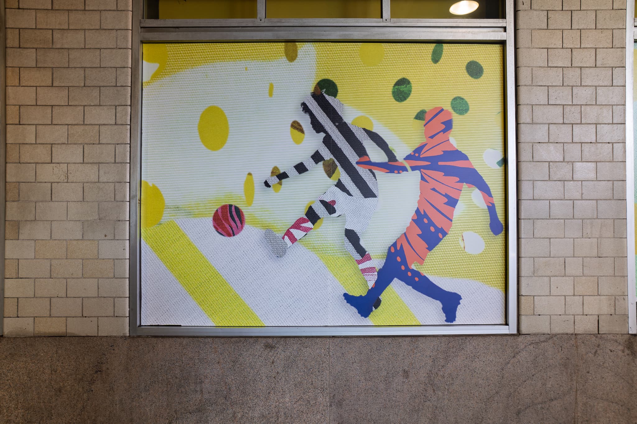 A Field of Many Threads by Eirini Linardaki placed on retail windows for NJ Transit