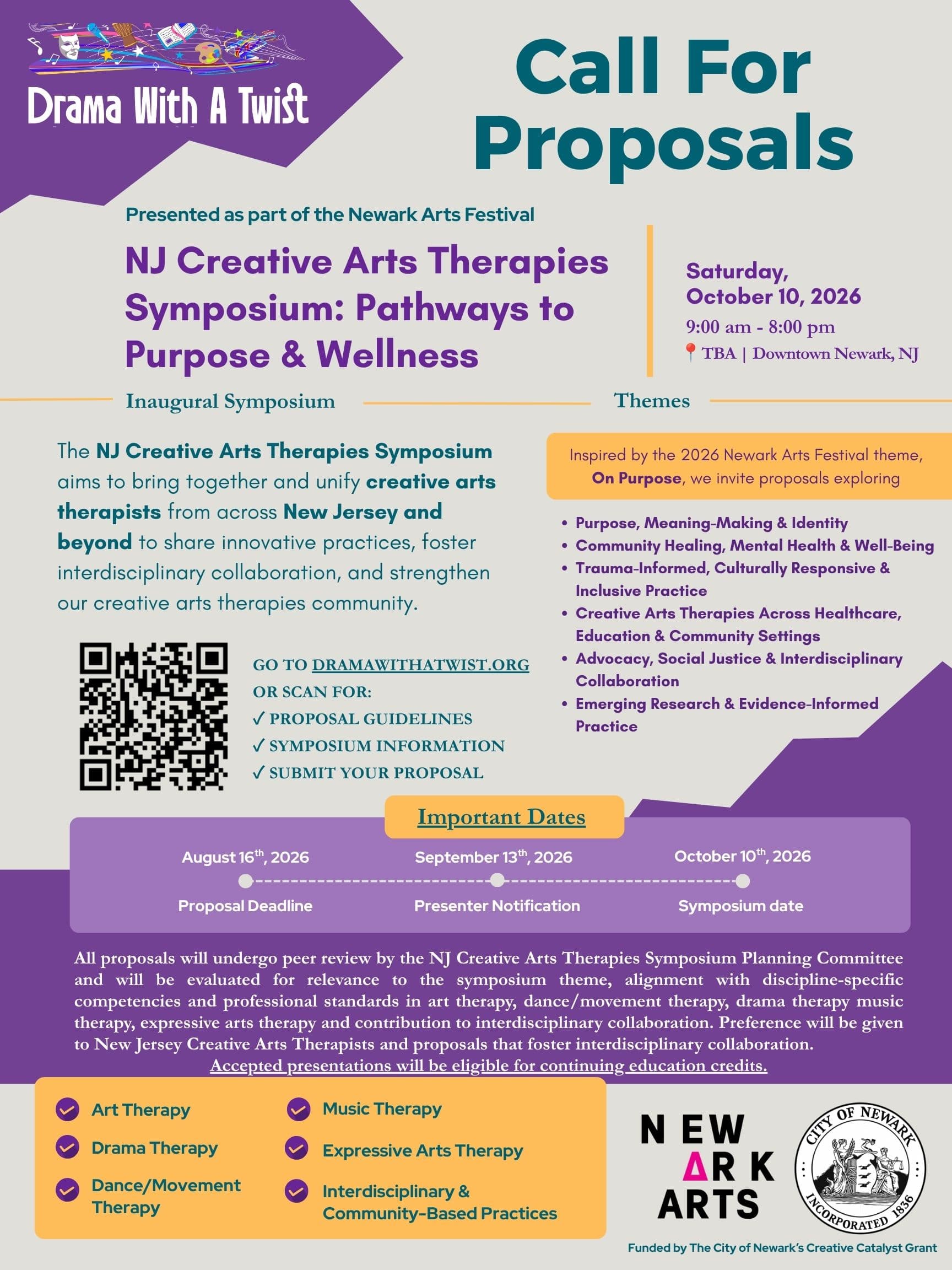 Call for Proposals | NJ Creative Arts Therapies Symposium: Pathways to Purpose & Wellness