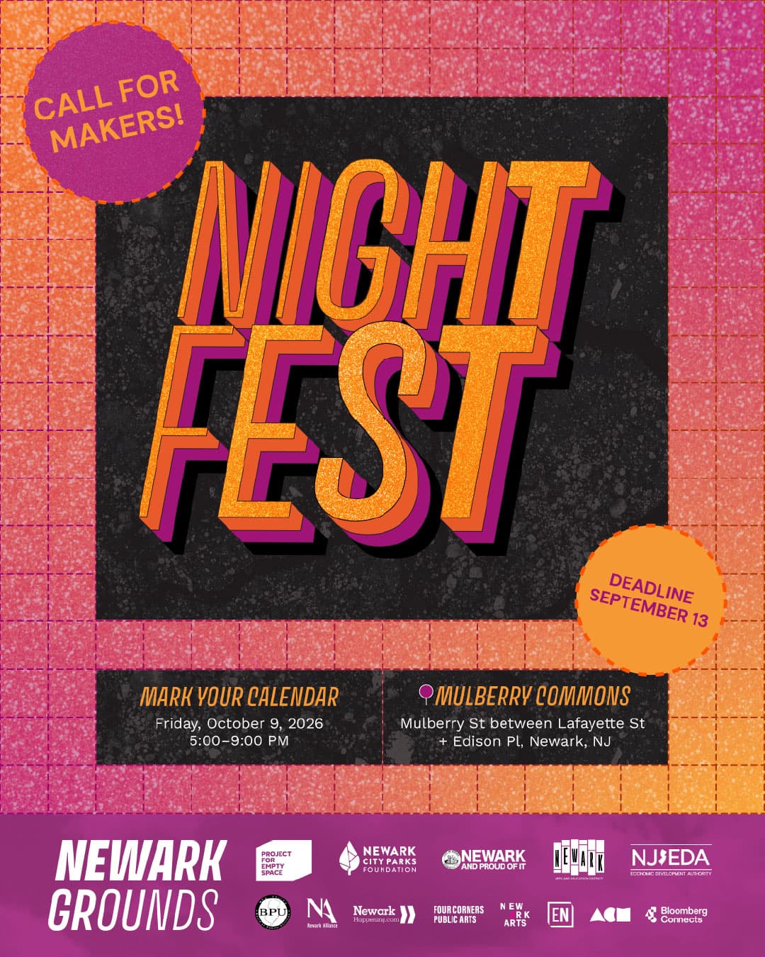 NEWARK GROUNDS FALL NIGHT FEST 2026 | CALL FOR MAKERS